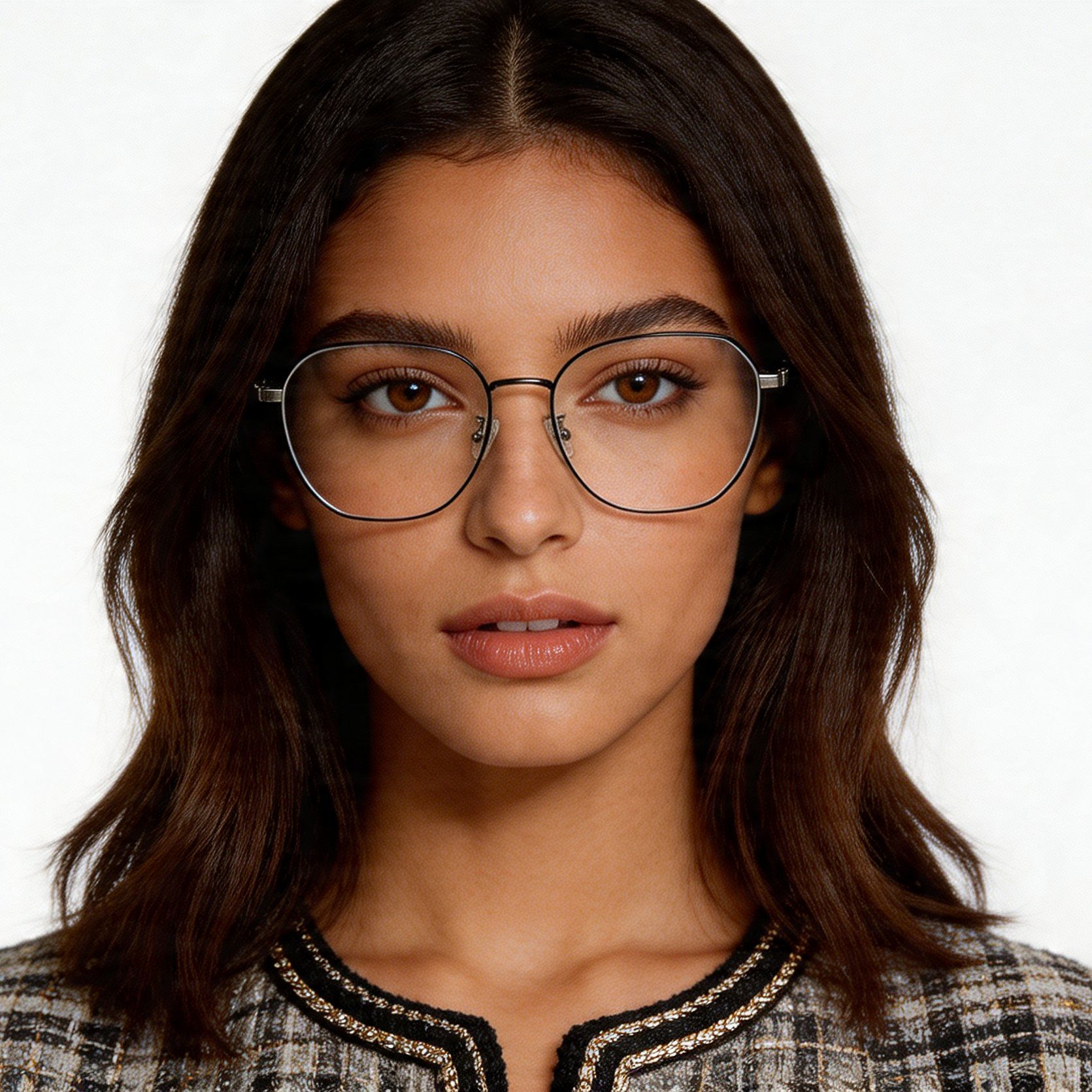 Gafas geométricas de metal plateado #BS0406-0506