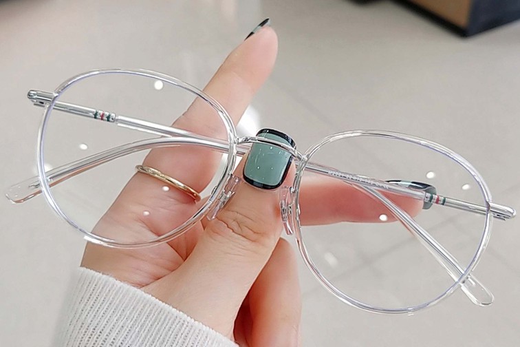 Gafas ovaladas de metal gris #BS0406-0513
