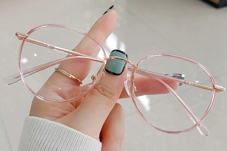Oval Pink Metal Glasses #BS0406-0514