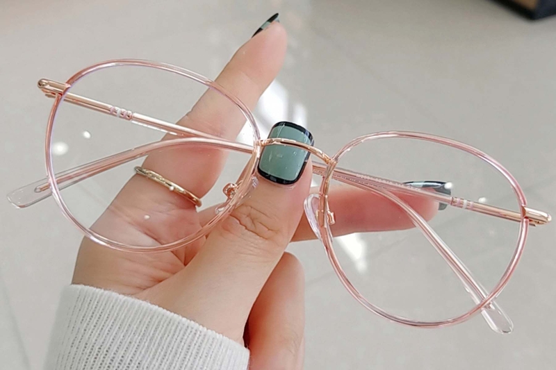 Oval Pink Metal Glasses #BS0406-0514
