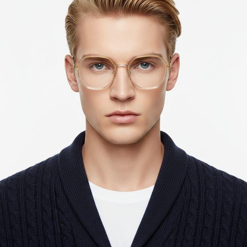 Geometric Orange Metal Glasses #BS0406-0518