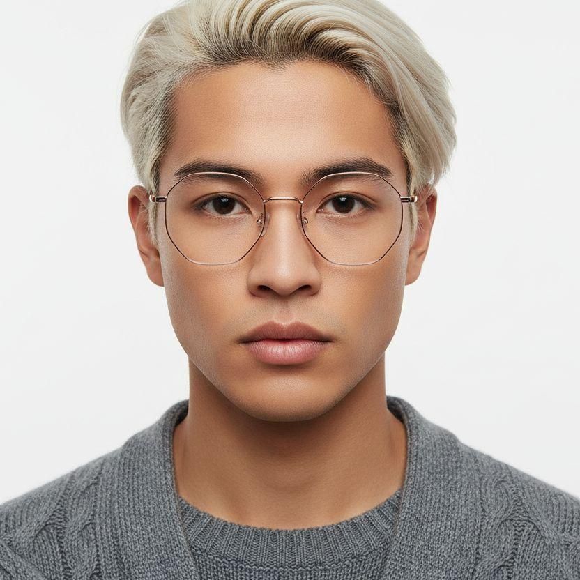 Occhiali geometrici in metallo rosa #BS0406-0524