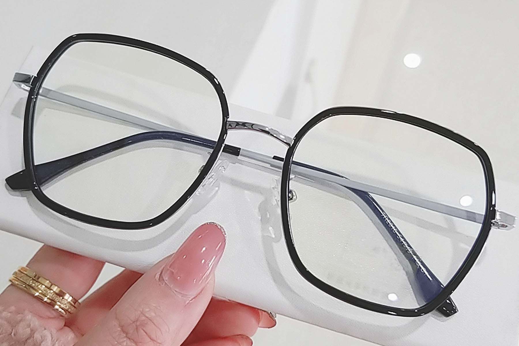 Gafas geométricas de metal plateado #BS0406-0559