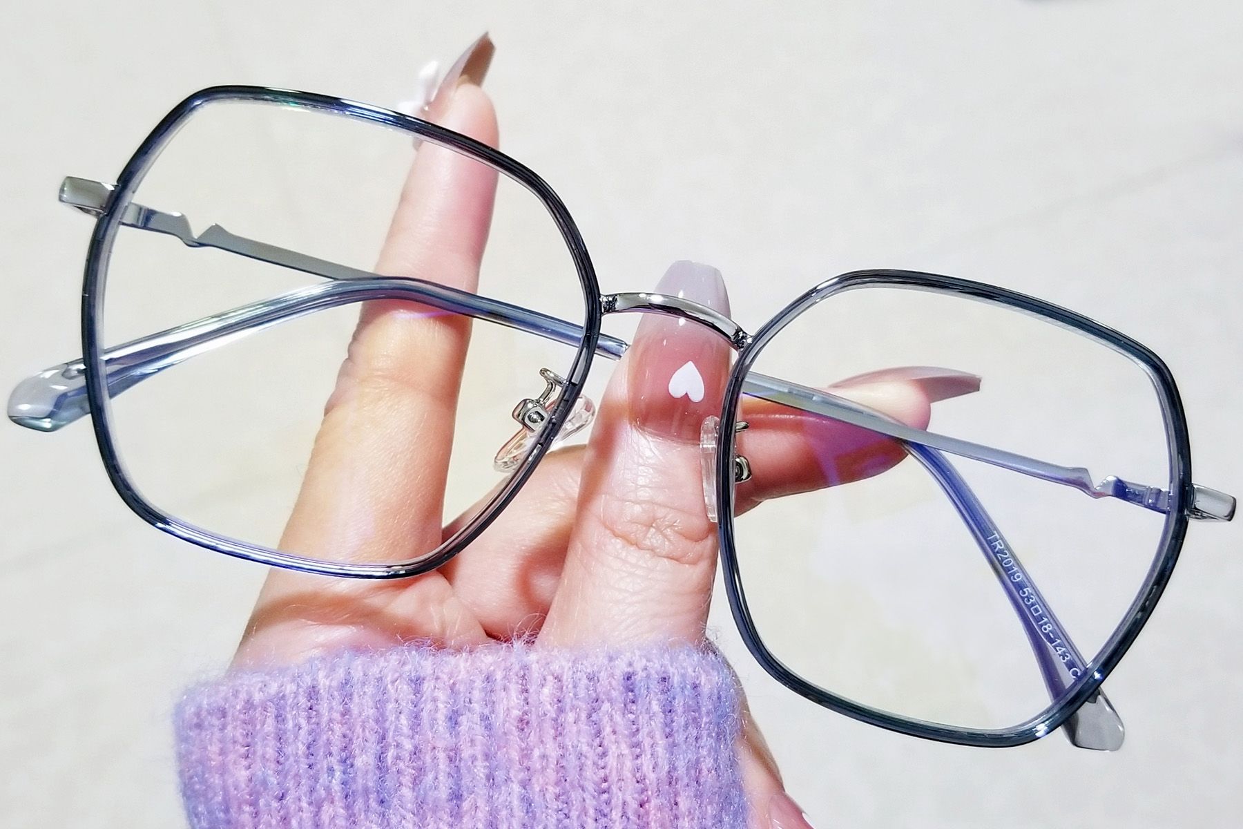 Geometric Blue Metal Glasses #BS0406-0565