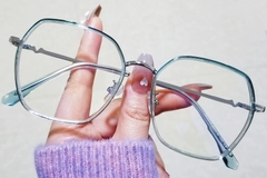 Geometric Blue Metal Glasses #BS0406-0569