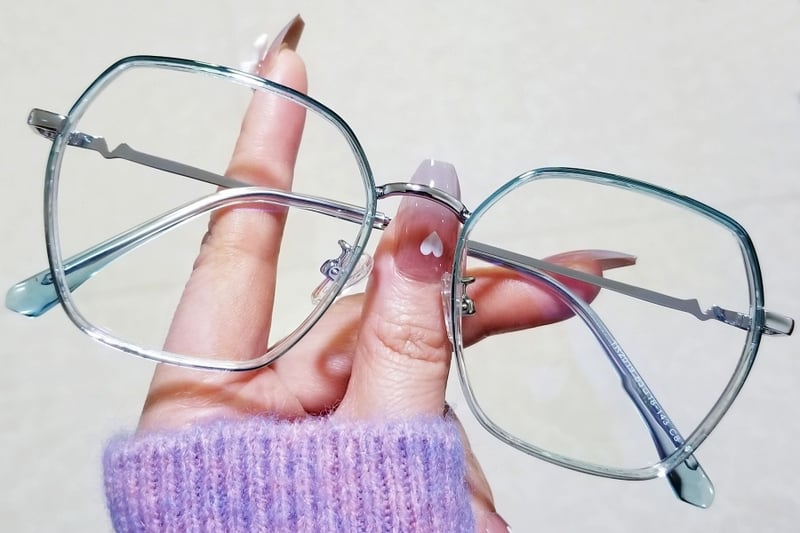 Geometric Blue Metal Glasses #BS0406-0569