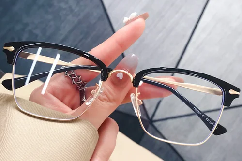 Lunettes TR90 dorées semi-cerclées #BS0406-0599