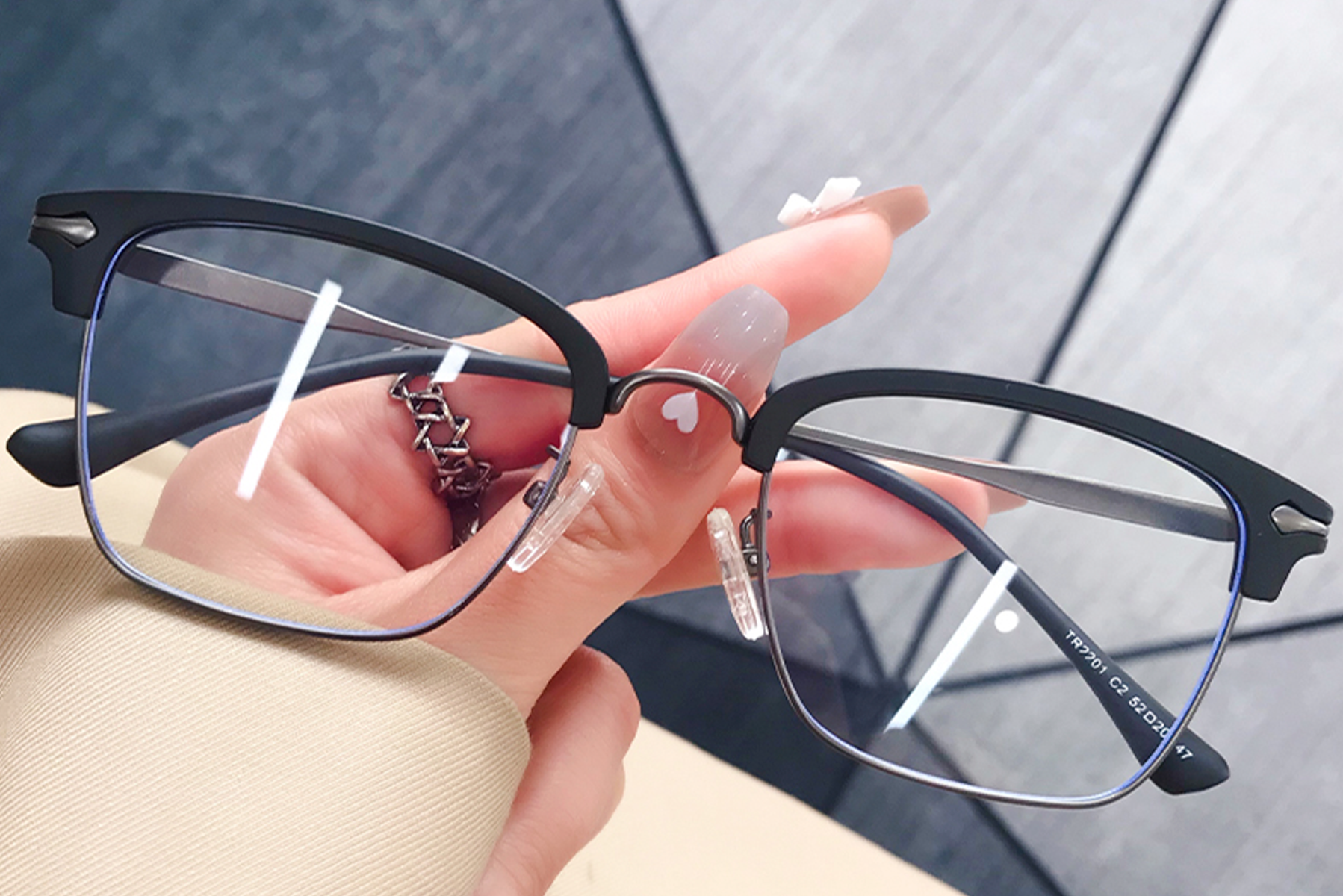 Semi-rimless Grey TR90 Glasses #BS0406-0601