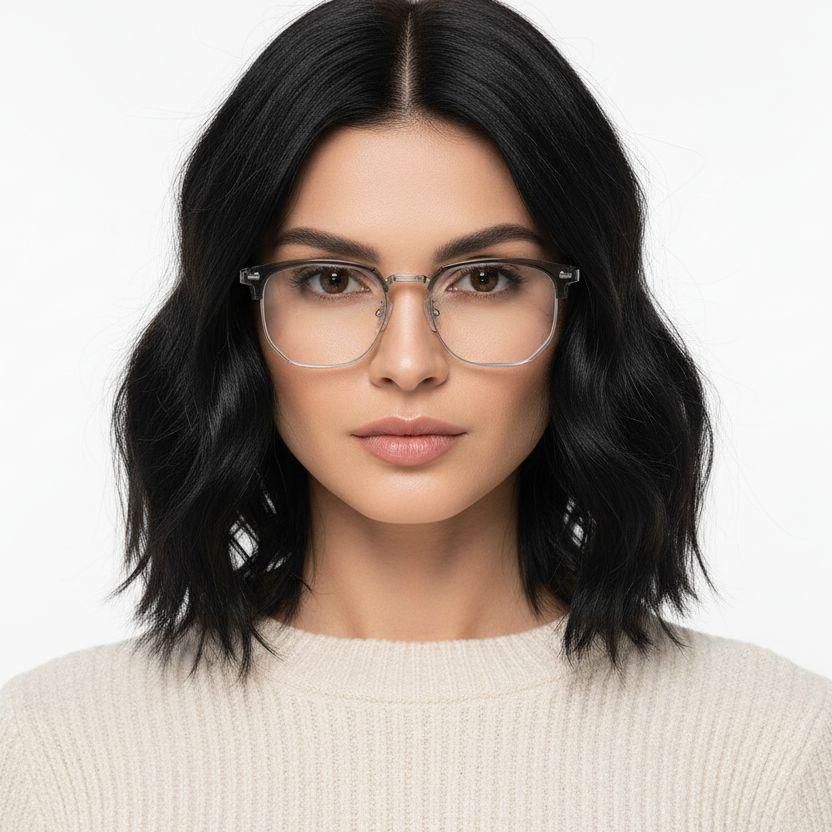 Semi-rimless Grey TR90 Glasses #BS0406-0607