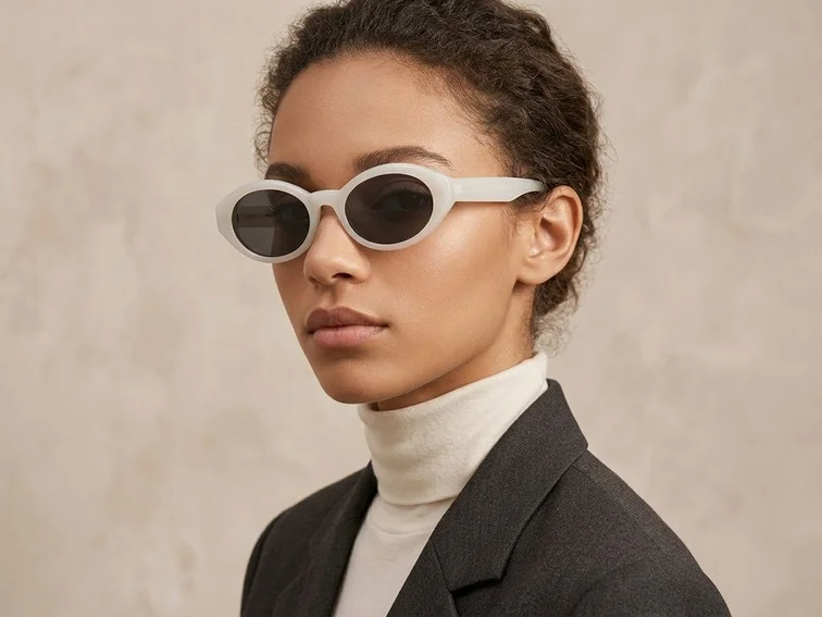 Oval White TR90 Sunglasses #BS0406-0659