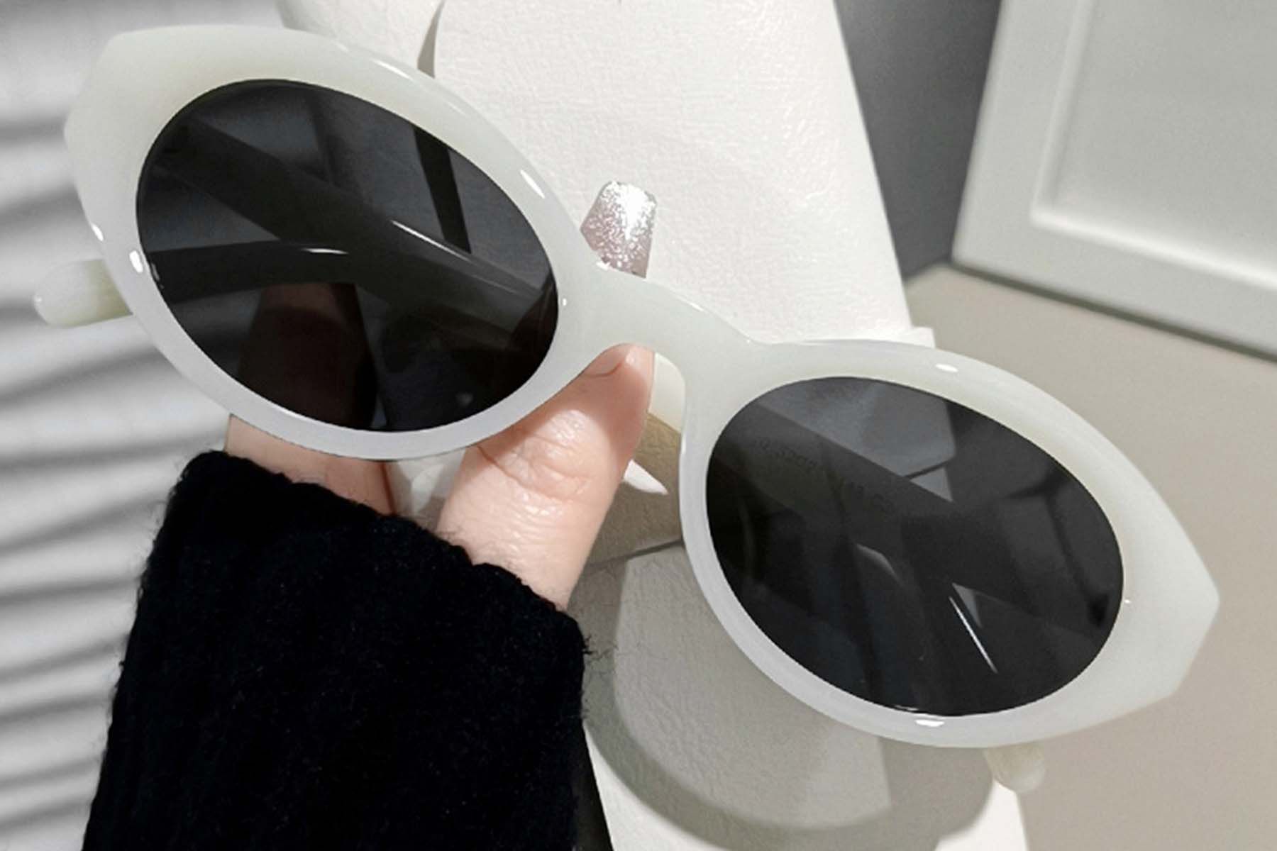 Ovale witte TR90 zonnebril #BS0406-0659