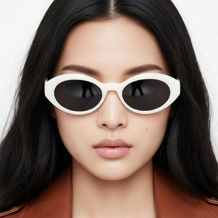 Gafas de sol ovaladas TR90 blancas #BS0406-0659