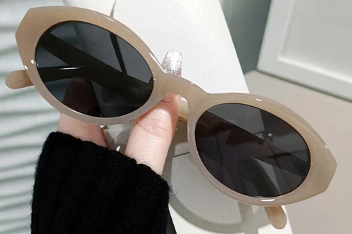 Lunettes de soleil ovales marron TR90 #BS0406-0660