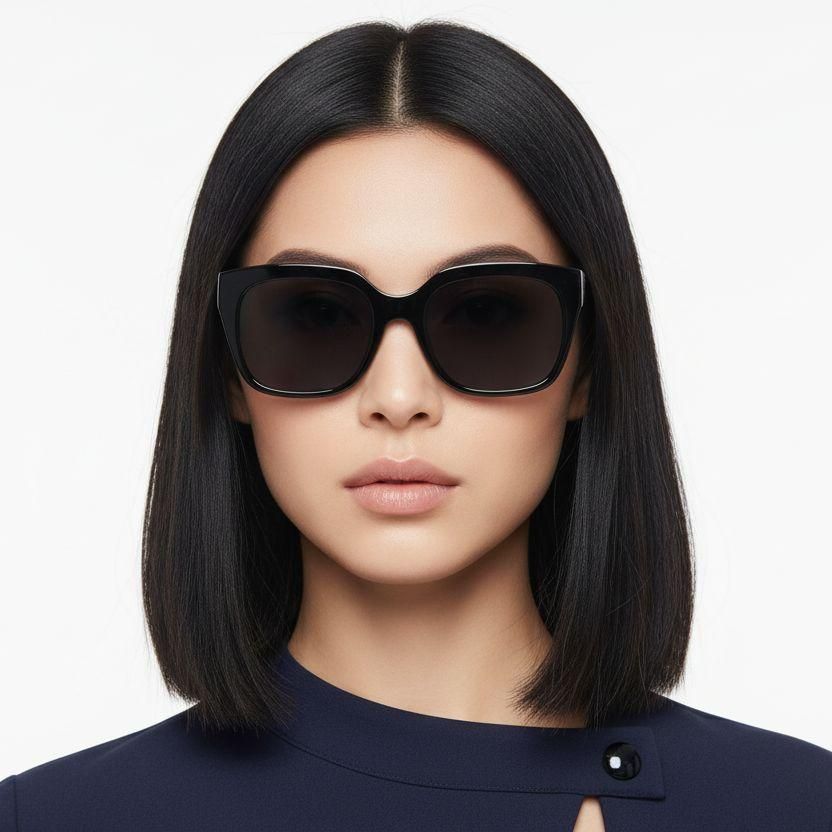 Rectangular Black TR90 Sunglasses #BS0406-0663