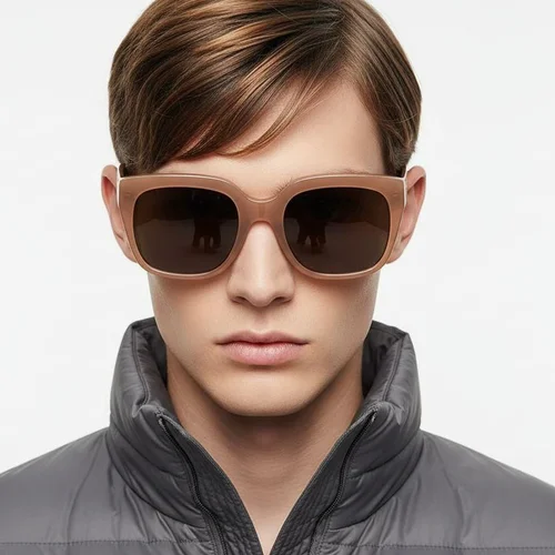 Lunettes de soleil rectangulaires marron TR90 #BS0406-0664