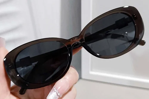 Lunettes de soleil ovales marron TR90 #BS0406-0668
