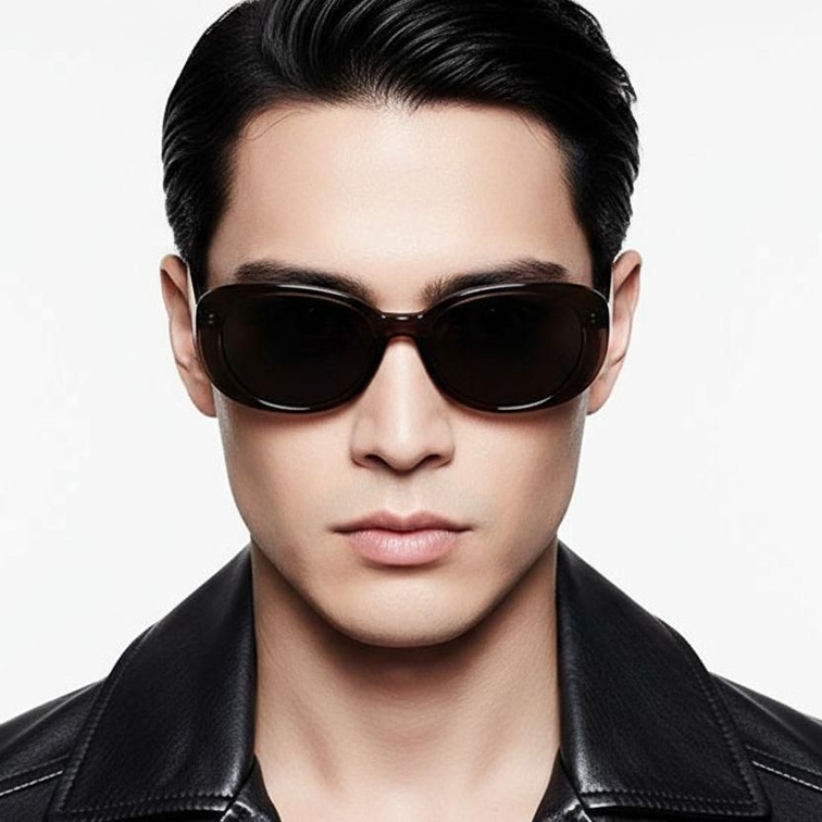 Occhiali da sole ovali marroni in TR90 #BS0406-0668