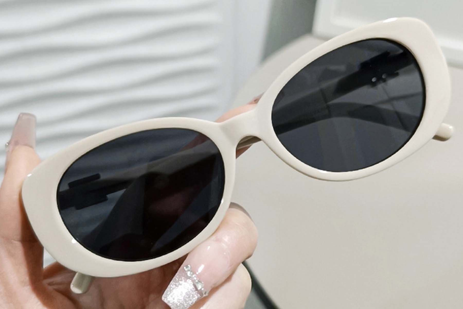 Ovale witte TR90 zonnebril #BS0406-0669