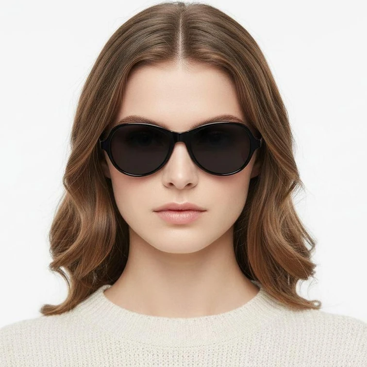 Ovale schwarze TR90-Sonnenbrille #BS0406-0681