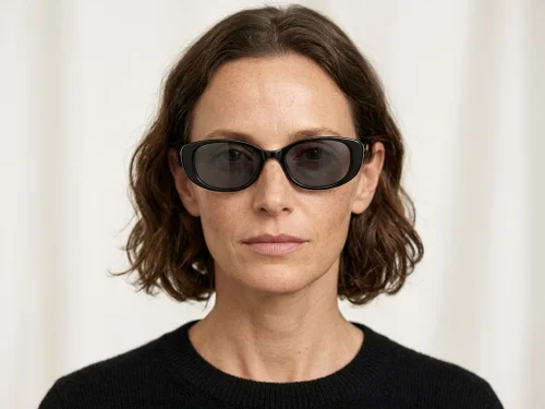 Lunettes de soleil ovales noires TR90 #BS0406-0691