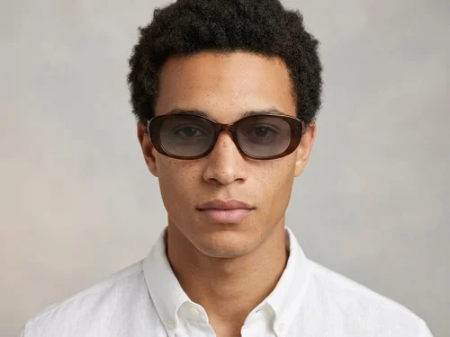 Lunettes de soleil ovales marron TR90 #BS0406-0693