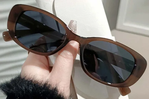 Lunettes de soleil ovales marron TR90 #BS0406-0693