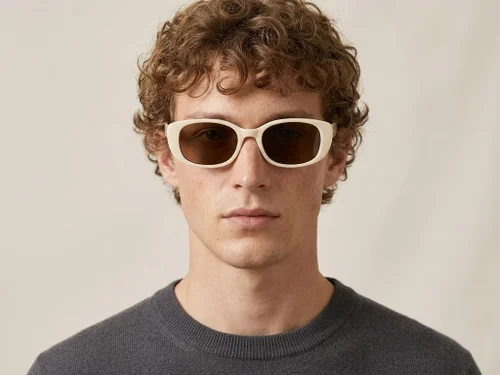 Lunettes de soleil ovales crème TR90 #BS0406-0696