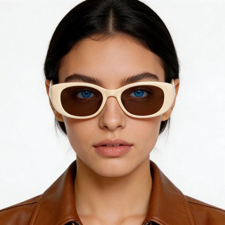 Gafas de sol ovaladas TR90 color crema #BS0406-0696