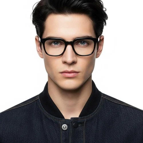 Lunettes rectangulaires en acétate noir #BS0420-0072
