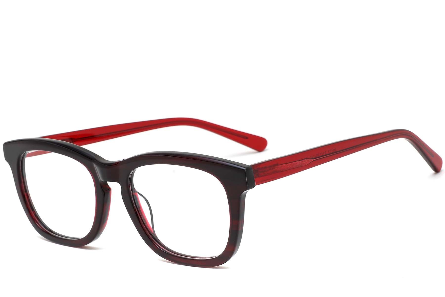 Rectangular Red Acetate Glasses #BS0420-0075