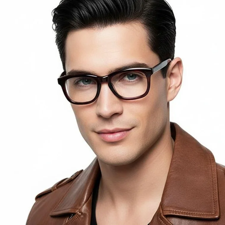 Rectangular Red Acetate Glasses #BS0420-0075