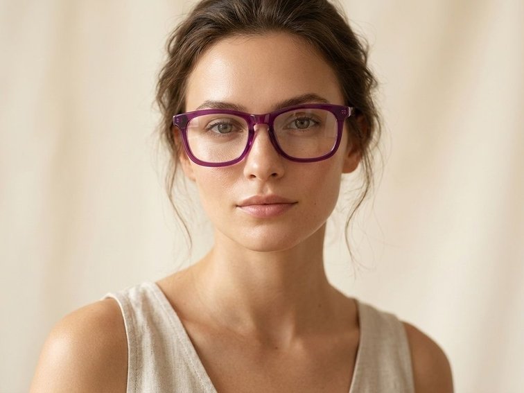 Rectangular Purple Acetate Glasses #BS0420-0076