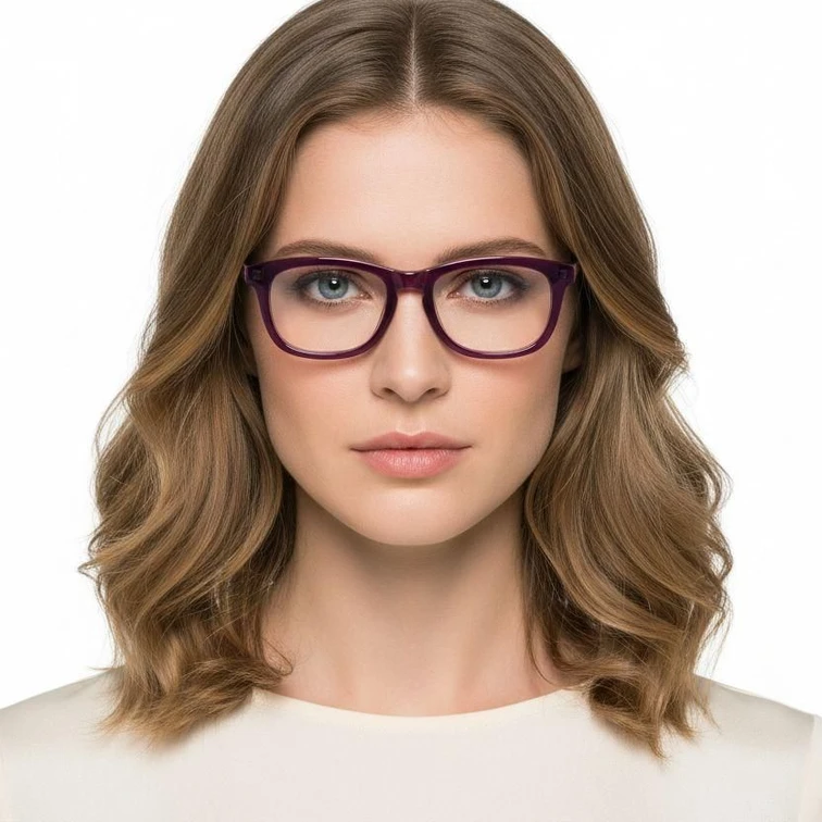 Rectangular Purple Acetate Glasses #BS0420-0076