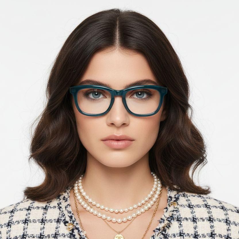 Rectangular Green Acetate Glasses #BS0420-0077