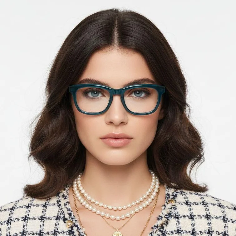 Rectangular Green Acetate Glasses #BS0420-0077