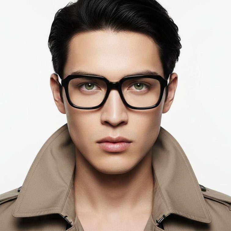 Rectangular Black Acetate Glasses #BS0420-0078