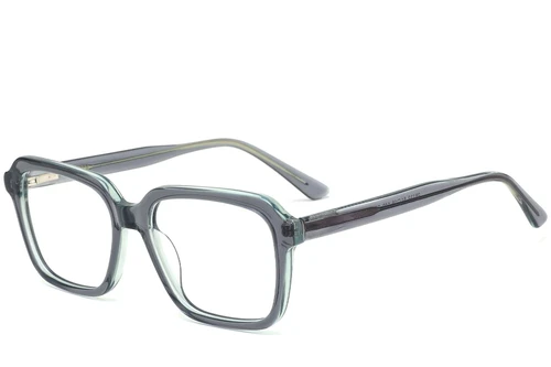 Rechteckige grüne Acetatbrille #BS0420-0079