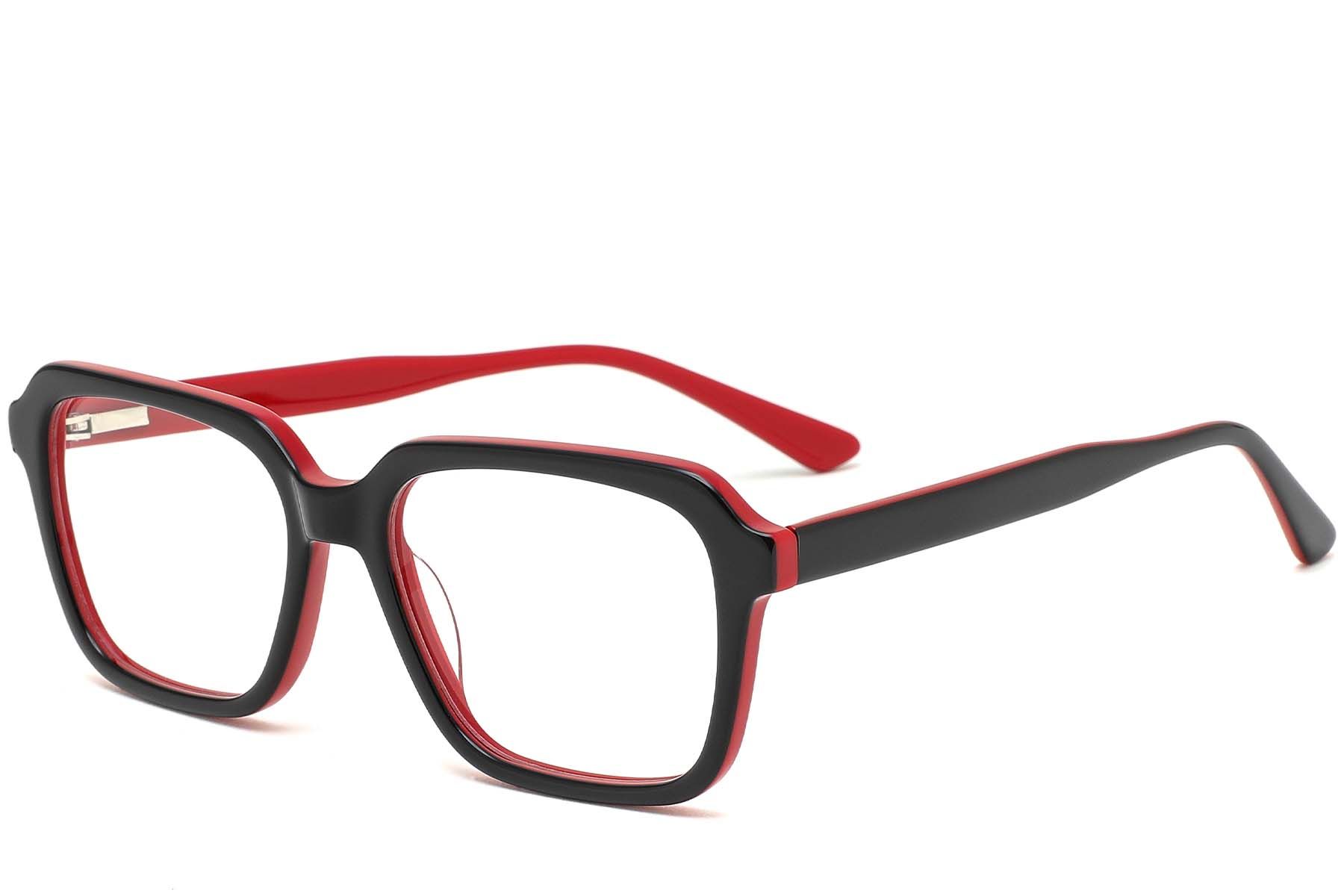 Rectangular Red Acetate Glasses #BS0420-0080