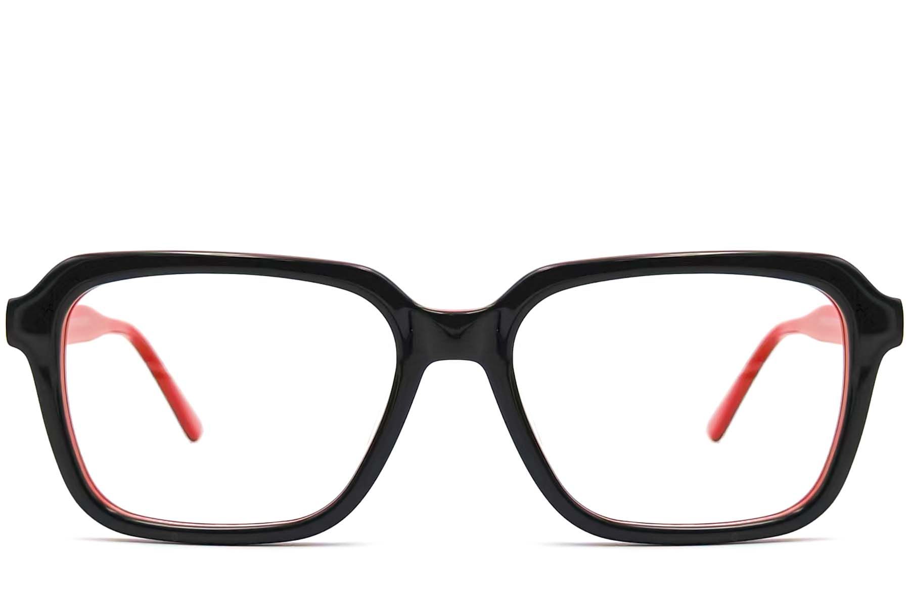 Rectangular Red Acetate Glasses #BS0420-0080