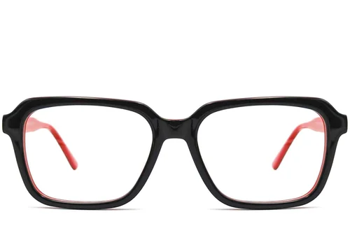 Lunettes rectangulaires en acétate rouge #BS0420-0080