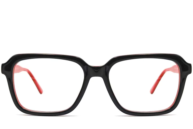 Lunettes rectangulaires en acétate rouge #BS0420-0080