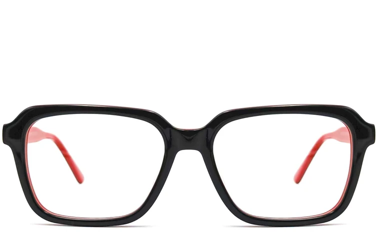 Rectangular Red Acetate Glasses #BS0420-0080