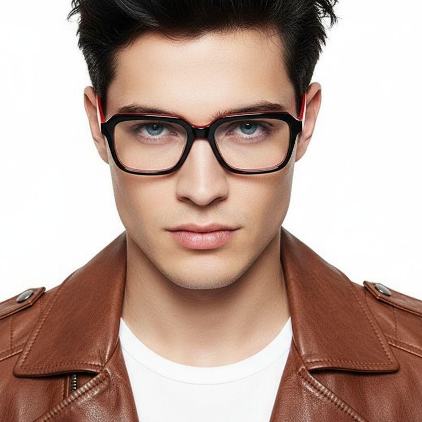 Rectangular Red Acetate Glasses #BS0420-0080