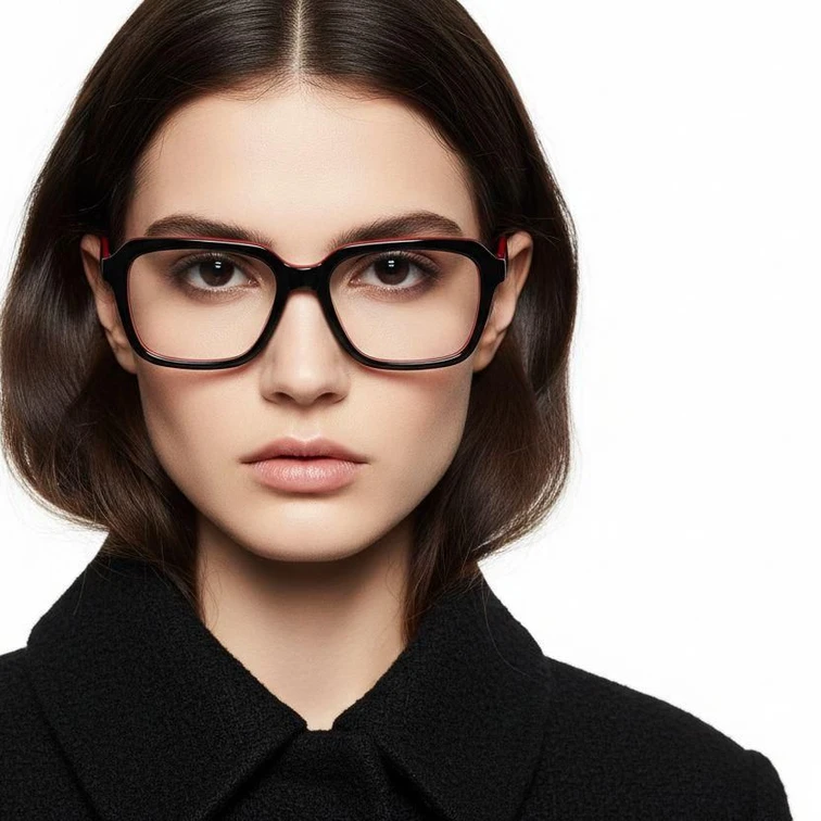 Rectangular Red Acetate Glasses #BS0420-0080