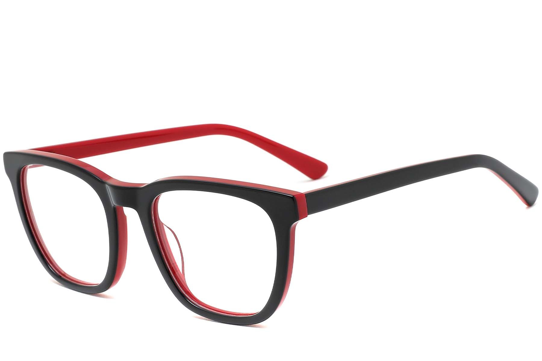 Rectangular Red Acetate Glasses #BS0420-0081