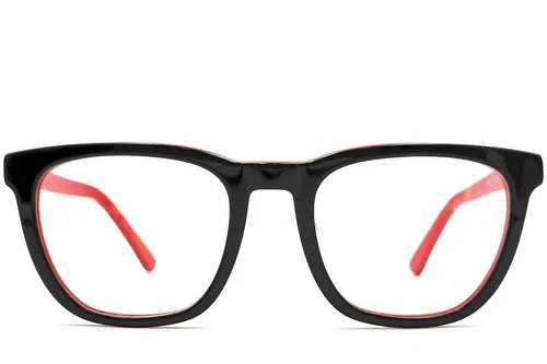 Lunettes rectangulaires en acétate rouge #BS0420-0081