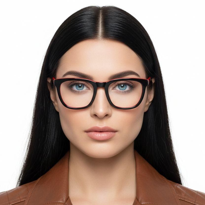 Gafas rectangulares de acetato rojo #BS0420-0081