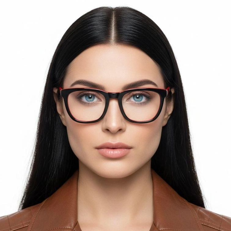 Rectangular Red Acetate Glasses #BS0420-0081