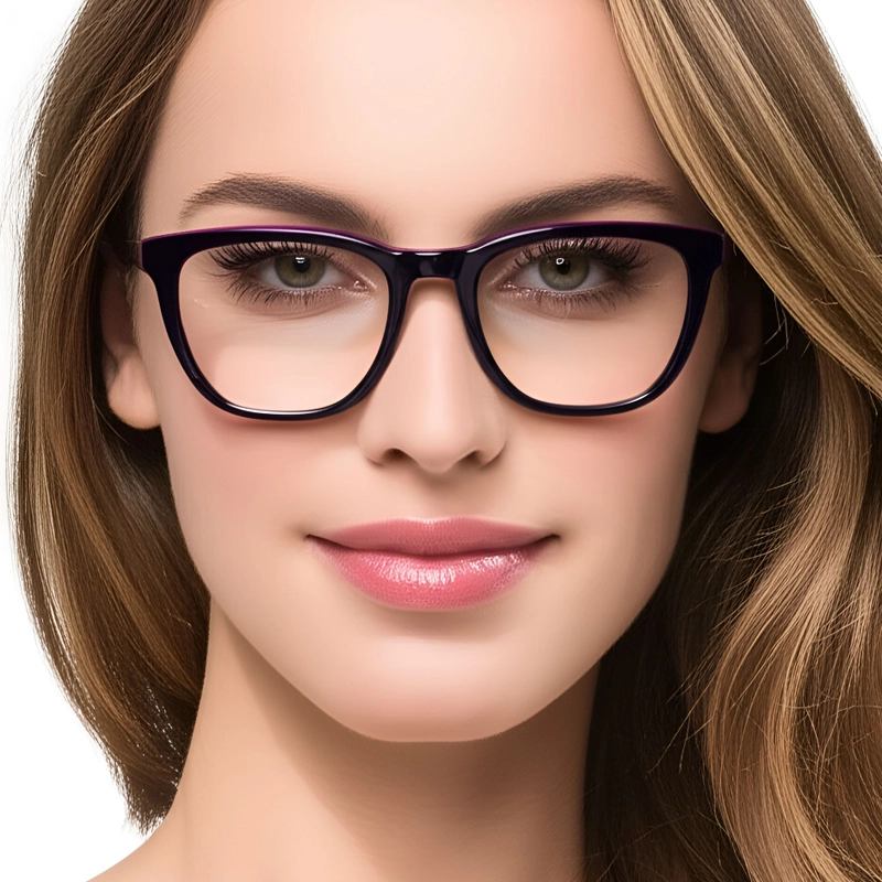 Rectangular Purple Acetate Glasses #BS0420-0082