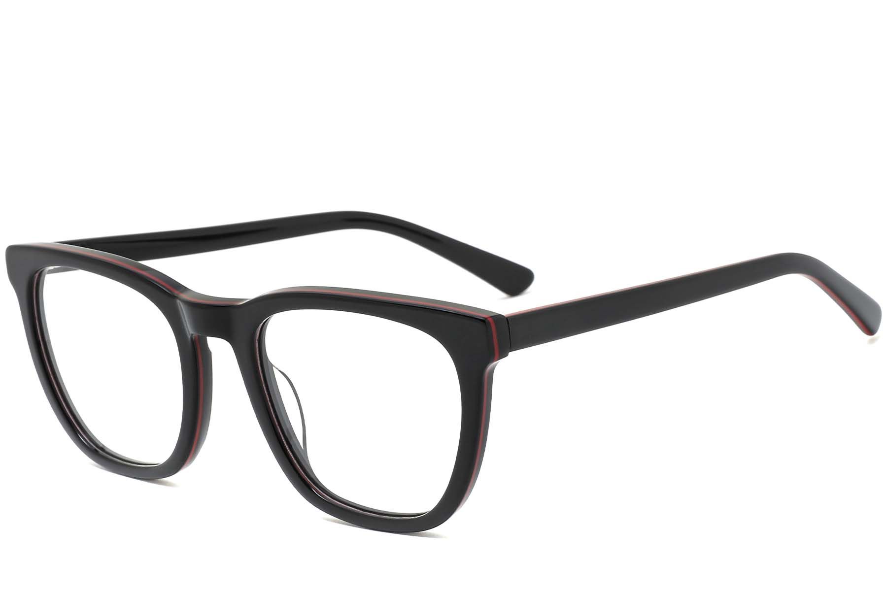 Rectangular Black Acetate Glasses #BS0420-0083